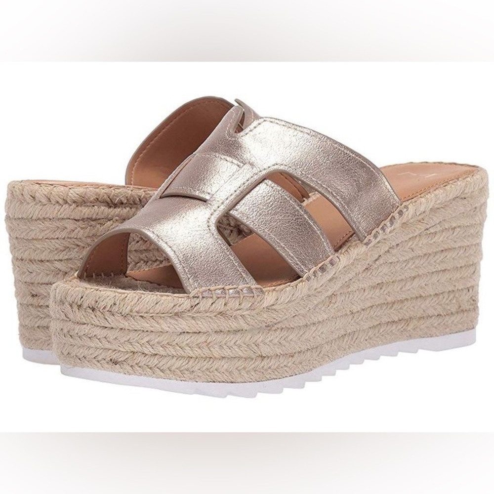 Marc Fisher LTD Robbyn Leather Espadrille Wedge Sandal Size 8.5